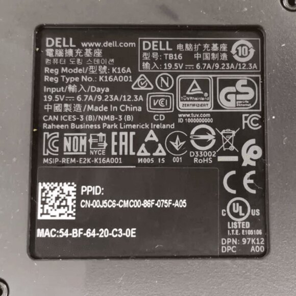 Dell Thunderbolt 3 Dock TB16 - K16A001 K16A - Dock Only. Tested, Works - Picture 9 of 10